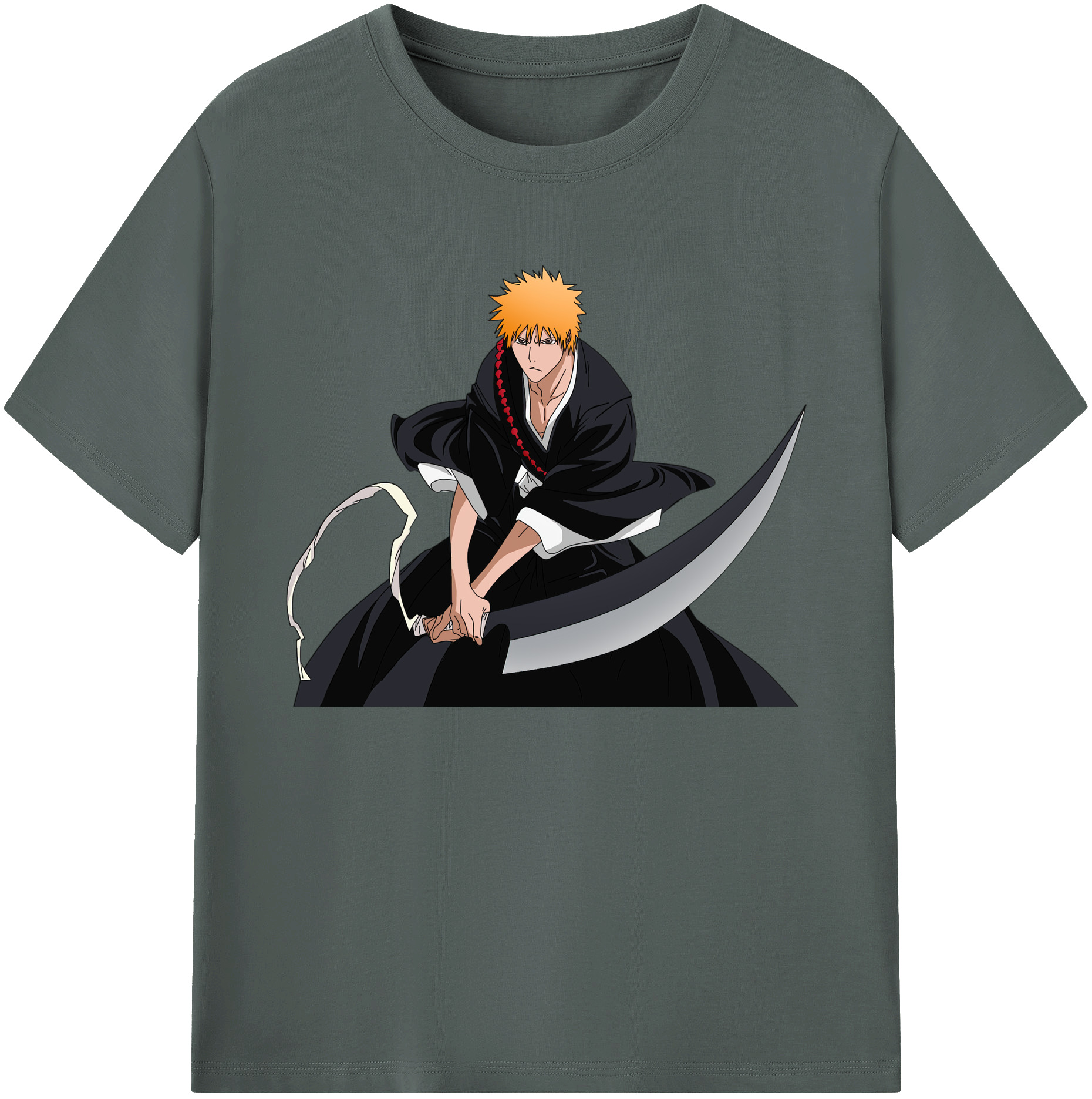 （画像用） ブリーチ 黒崎一護（くろさき いちご）BLEACH Kurosaki Ichigo 綿100％ メンズ半袖Tシャツ｜肌触りやわらか＆通気性